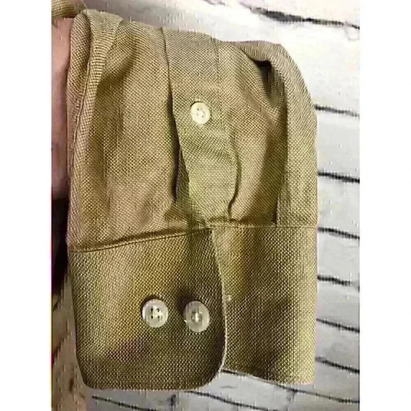 Valentino Uomo Shirt Mens 17.5 34-35 Tan Button Down Cotton Long Sleeve Shirt - Picture 4 of 7